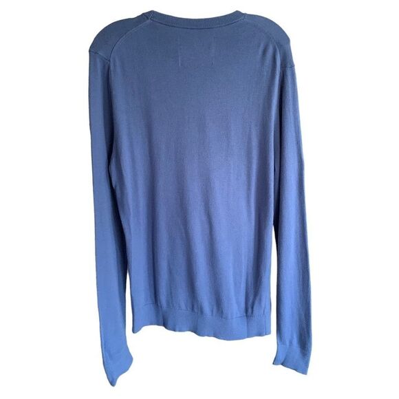 Abercrombie & Fitch Cotton Crew Neck Logo Blue Sweater Sz L - Picture 2 of 7